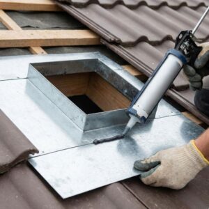 Metal flashing installation around roof vents 
