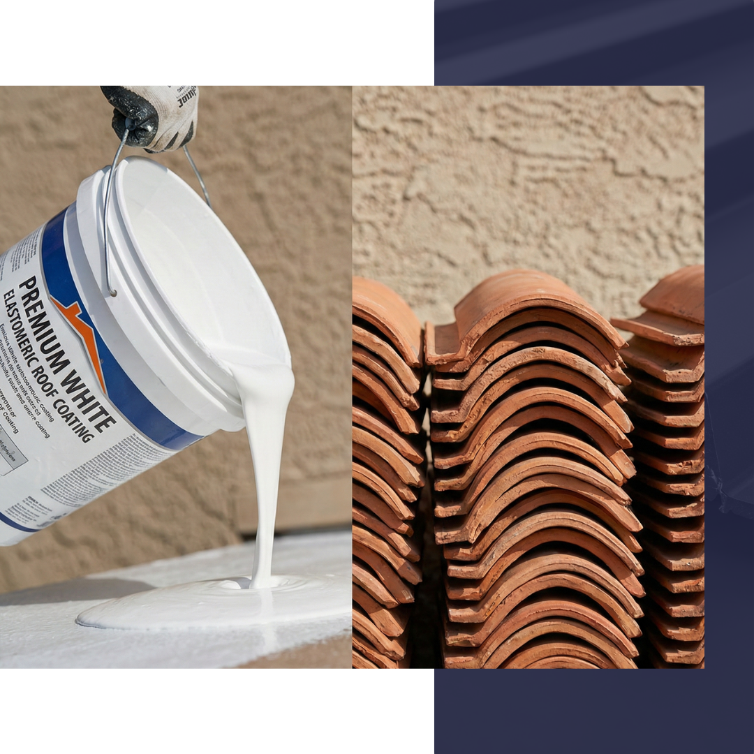 Premium elastomeric roof coating and clay tiles used for Green Valley homes.