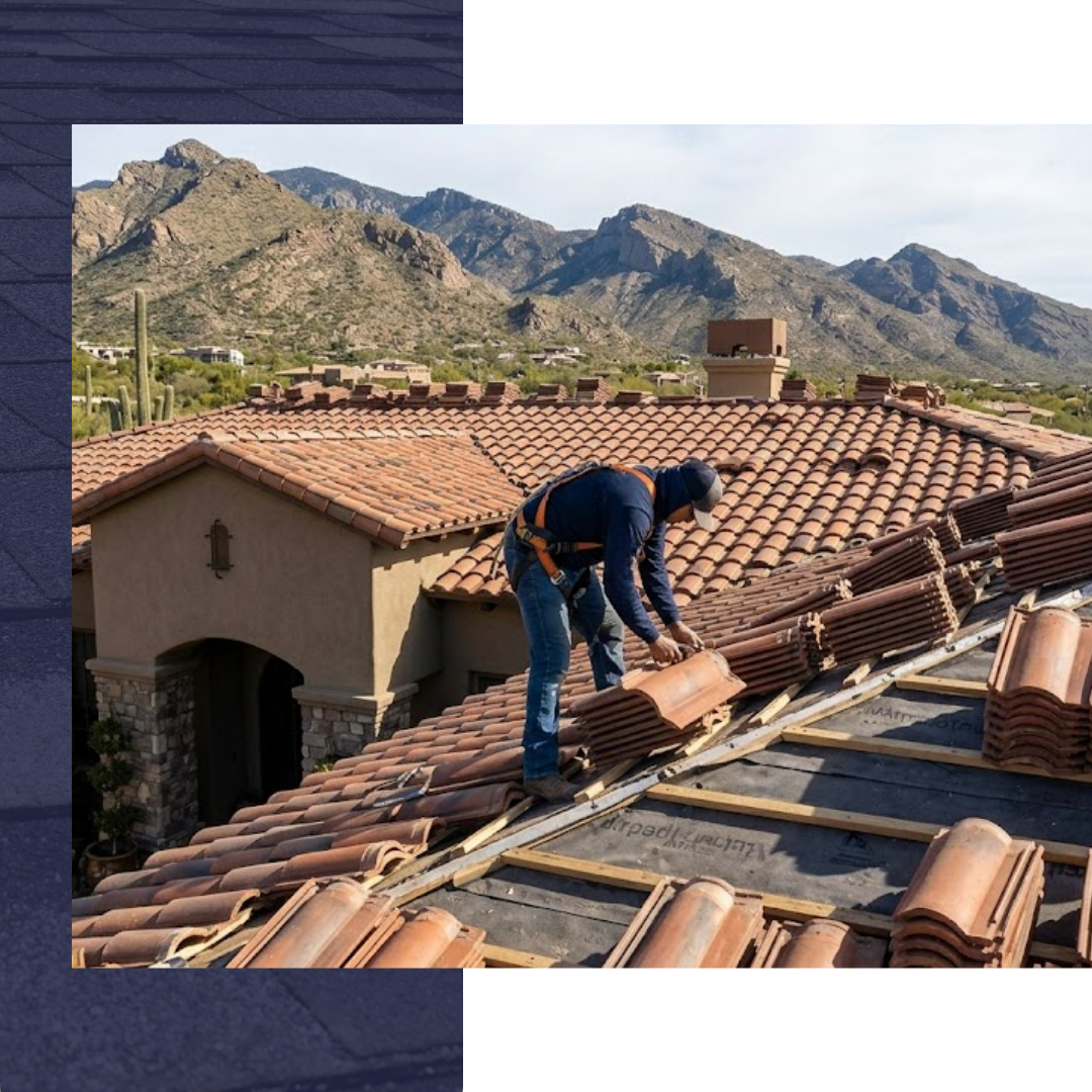 installation of new tiles