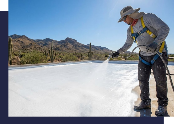 spraying a flat roof