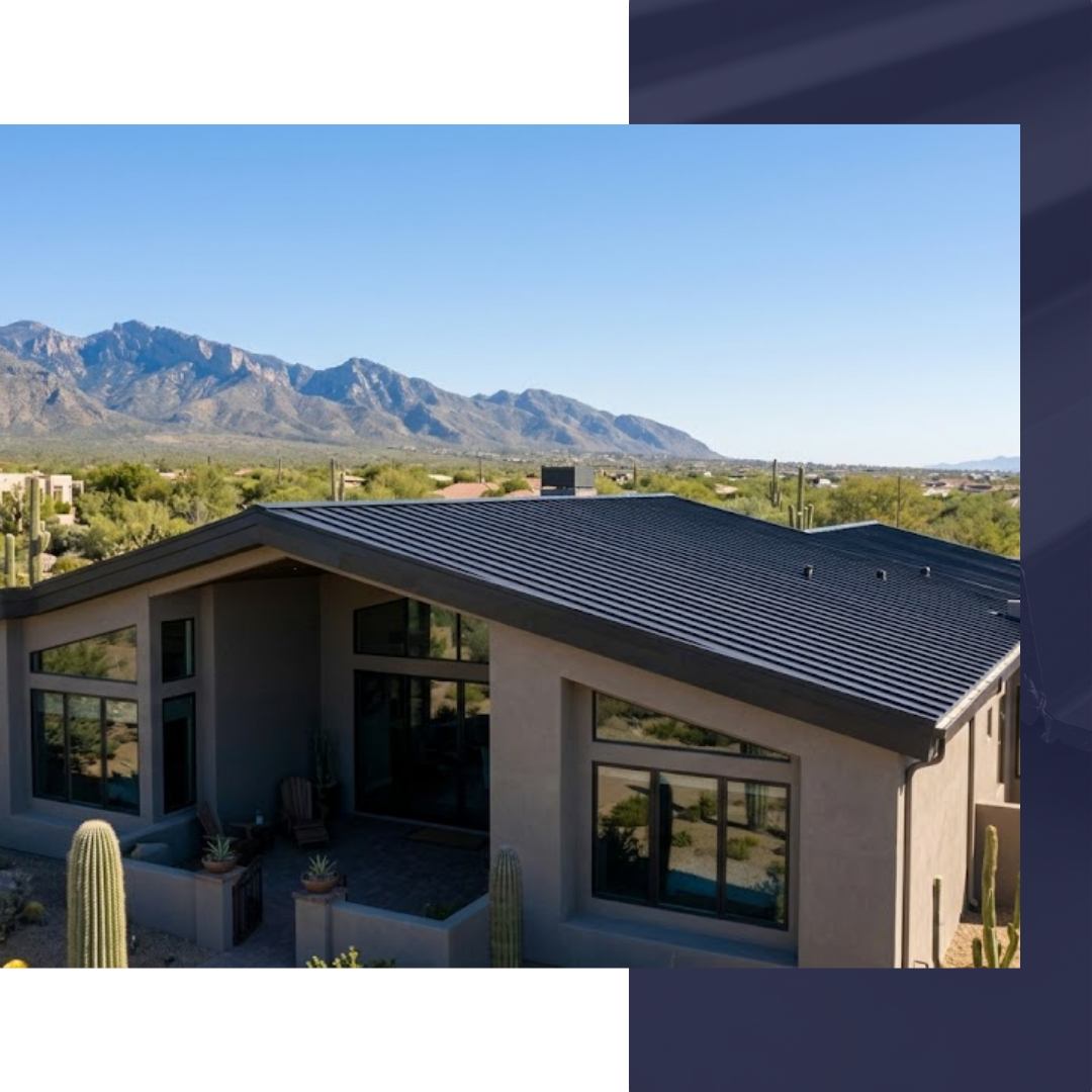 home with black metal roof