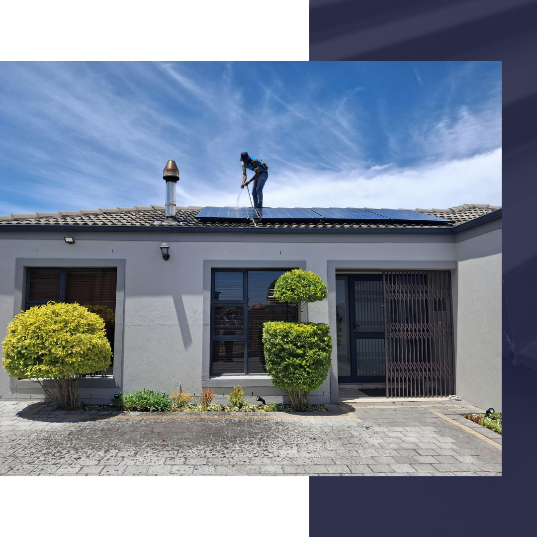 home with solar roof getting washed