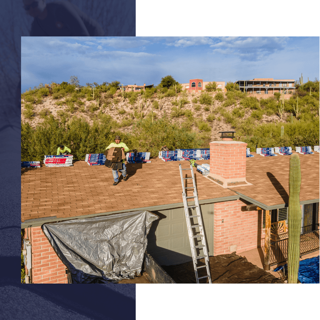a West Coast Roofing contractor on a roof